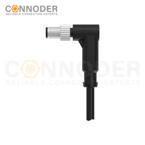 M5 Male Sensor Connecting-Right Angle Overmolded Cable,UL, PUR, black,Solder Connection,A code