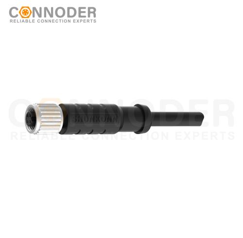 M5 Female Cable Sensor Connecting Cables Straight Overmolded Cable,UL, PUR, black,Solder Connection,A code