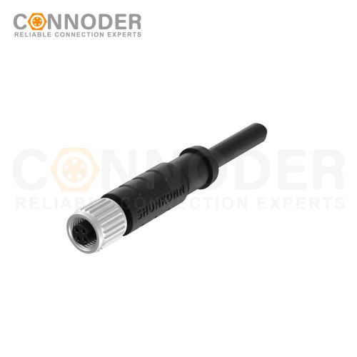 M5 Female Cable Sensor Connecting Cables Straight Overmolded Cable,UL, PUR, black,Solder Connection,A code