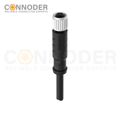 M5 Female Cable Sensor Connecting Cables Straight Overmolded Cable,UL, PUR, black,Solder Connection,A code
