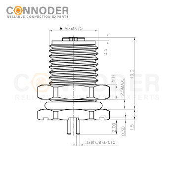 Wholesale M5 Female 3 Pin Circular Connector | Board Rear Mount Female Socket PCB Style, Solder, Front Fastened