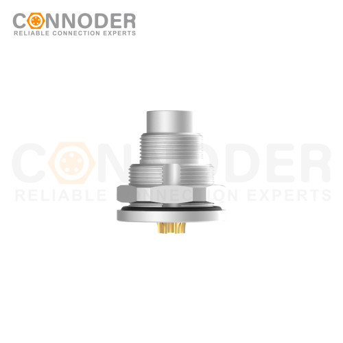 M9 circular connector male end, panel - type, rear - panel mounting, 2 - 8P wire - soldering type, M12x0.5