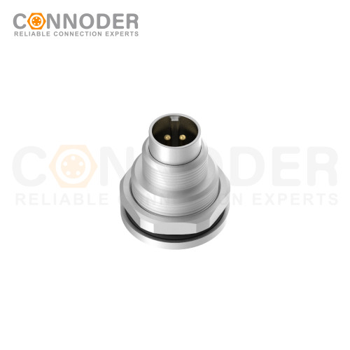 M9 circular connector male end, panel - type, rear - panel mounting, 2 - 8P wire - soldering type, M12x0.5