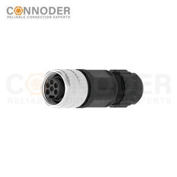 7/8 circular connector female, straight type, plastic - assembled, 3 - 6 cores, screw - type, 7/8 - 16UNF