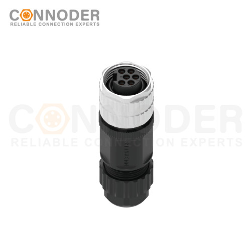 7/8 circular connector female, straight type, plastic - assembled, 3 - 6 cores, screw - type, 7/8 - 16UNF