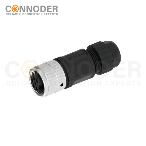 7/8 circular connector female, straight type, plastic - assembled, 3 - 6 cores, screw - type, 7/8 - 16UNF