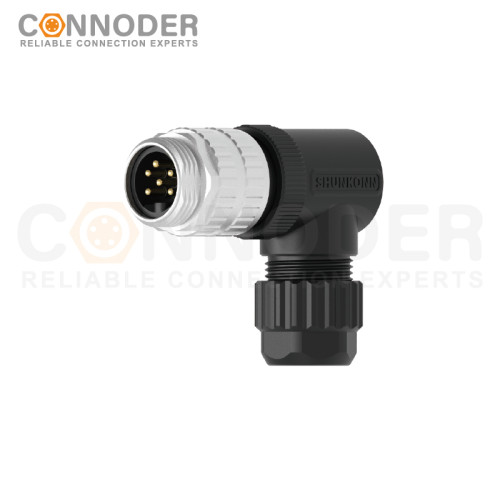 7/8 circular connector male, bent type, plastic - assembled, 3 - 6 cores, screw - type, 7/8 - 16UNF