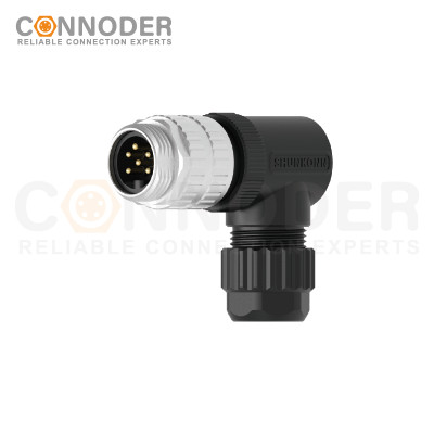 7/8 circular connector male, bent type, plastic - assembled, 3 - 6 cores, screw - type, 7/8 - 16UNF