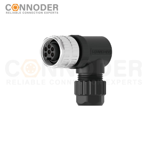 7/8 circular connector female, bent type, plastic - assembled, 3 - 6 cores, screw - type, 7/8 - 16UNF