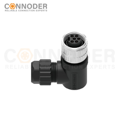 7/8 circular connector female, bent type, plastic - assembled, 3 - 6 cores, screw - type, 7/8 - 16UNF