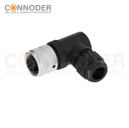 7/8 circular connector female, bent type, plastic - assembled, 3 - 6 cores, screw - type, 7/8 - 16UNF