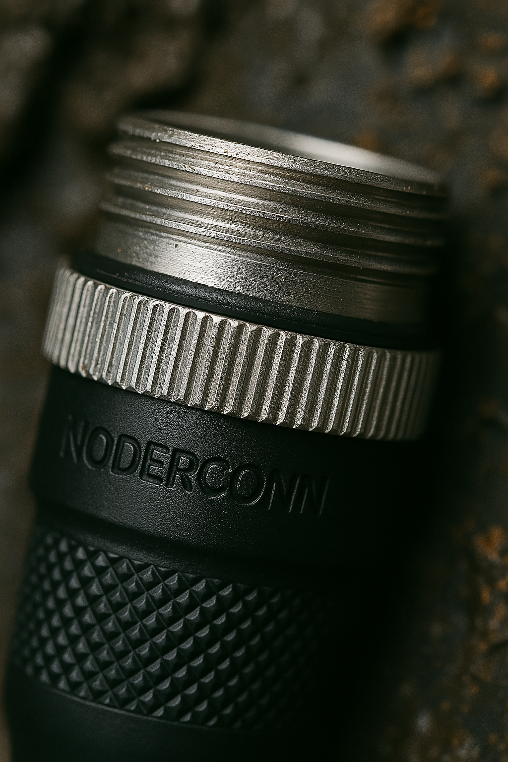 Close-up of waterproof connector with locking mechanism