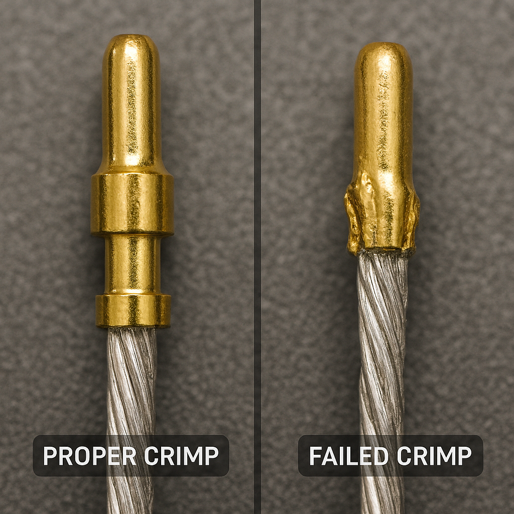 Correct vs incorrect crimp comparison