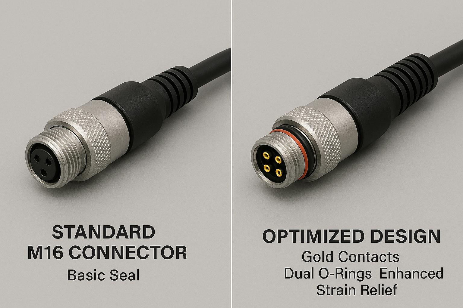 Standard vs optimized M16 connector