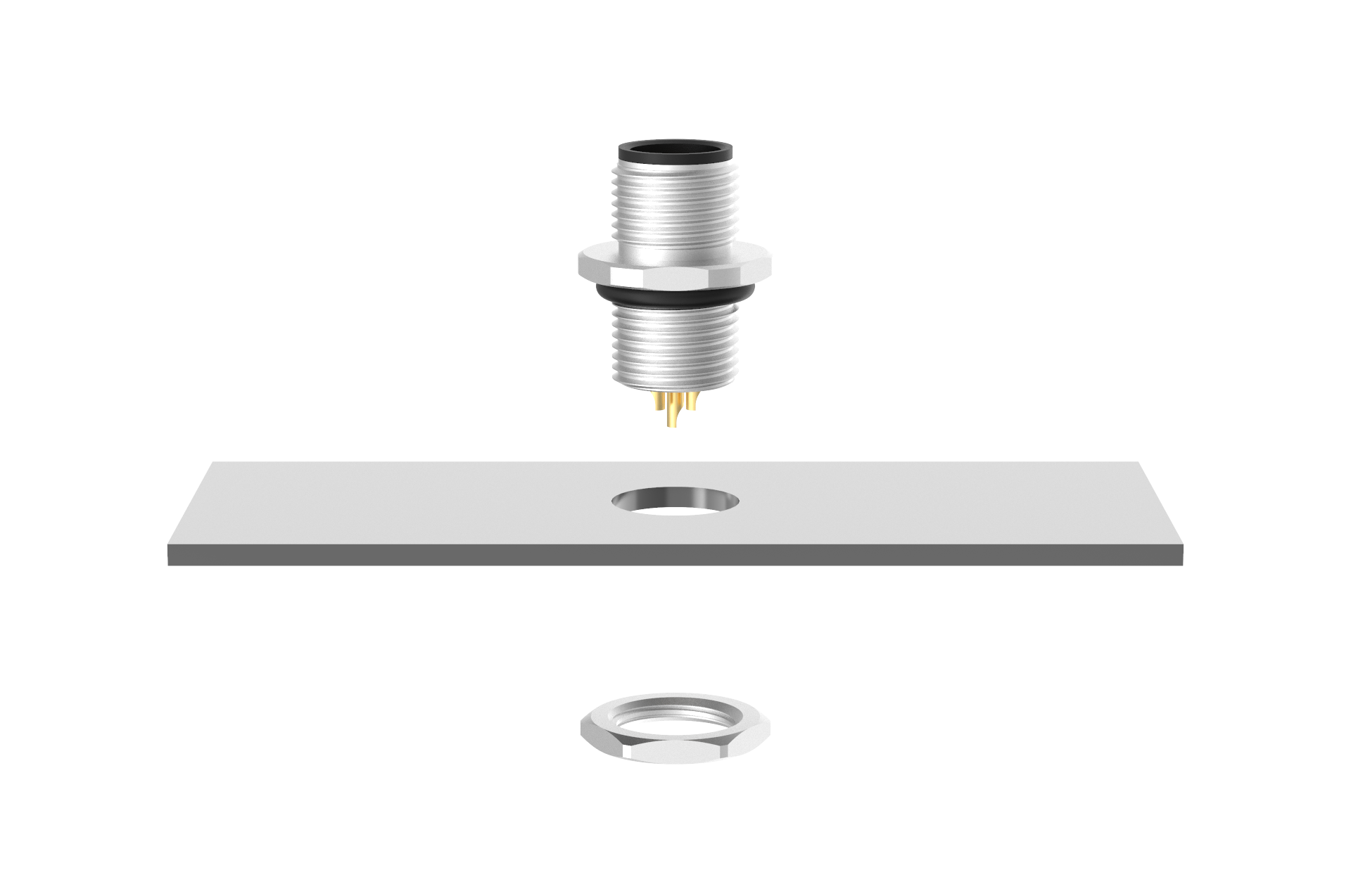 M12 Front - Panel Mounting With Rear Locking