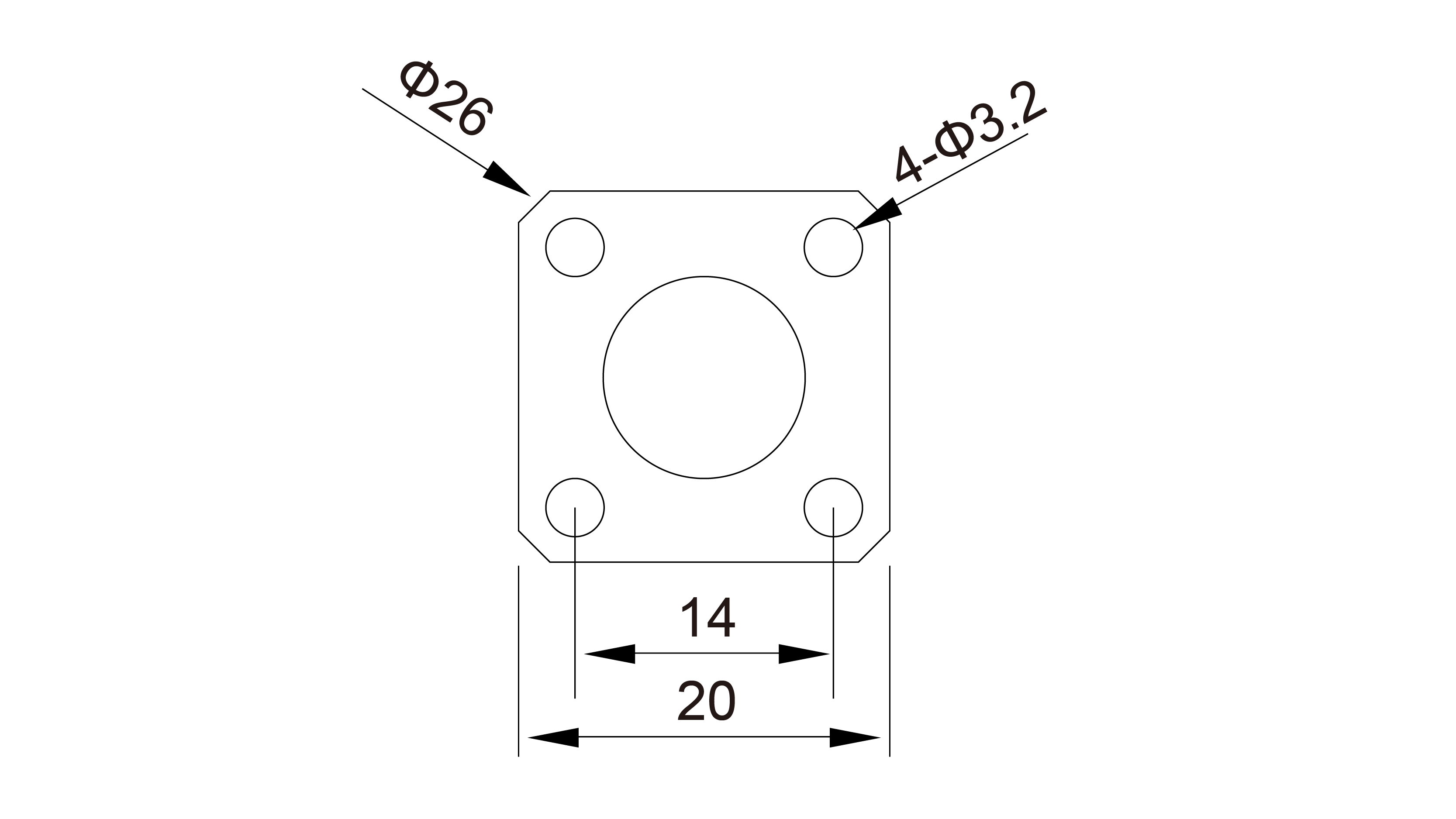 Opening Size for  M12 Circular Connector Square Flange Socket