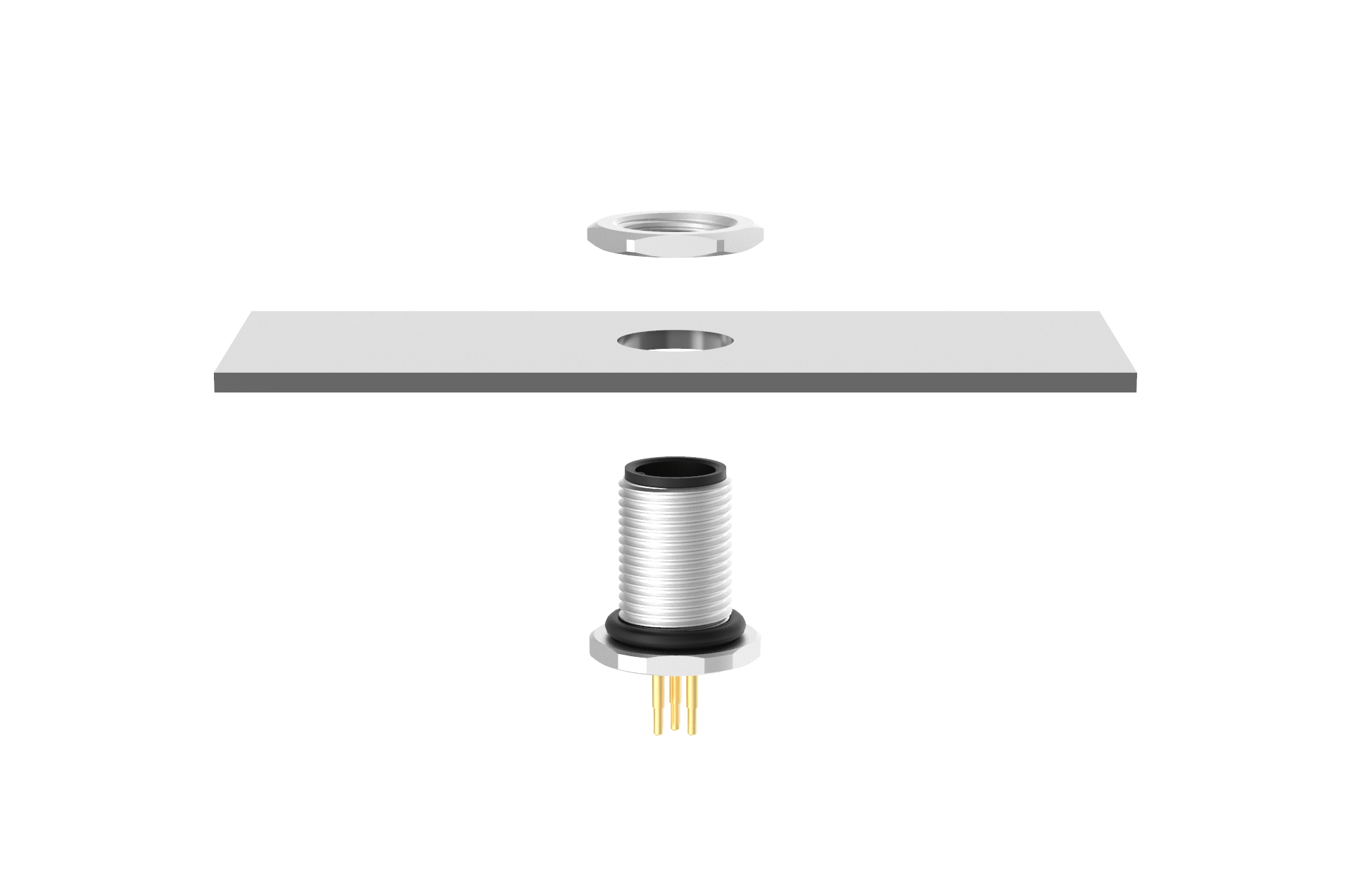 M12 Rear - Panel Mounting With Front Locking