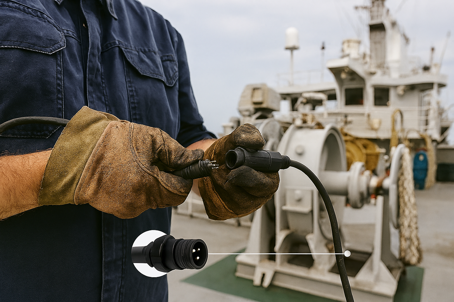 Ship deck equipment, underwater ROV, marine sensor with M16 connectors