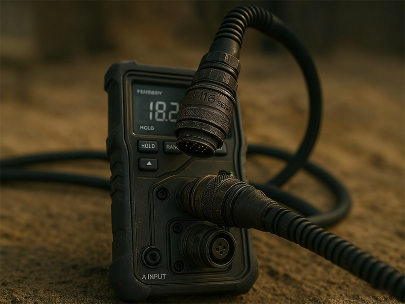 The M16 circular connector during the instrument installation process