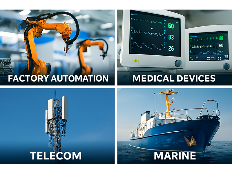 Application demonstration of M16 connectors in various industries