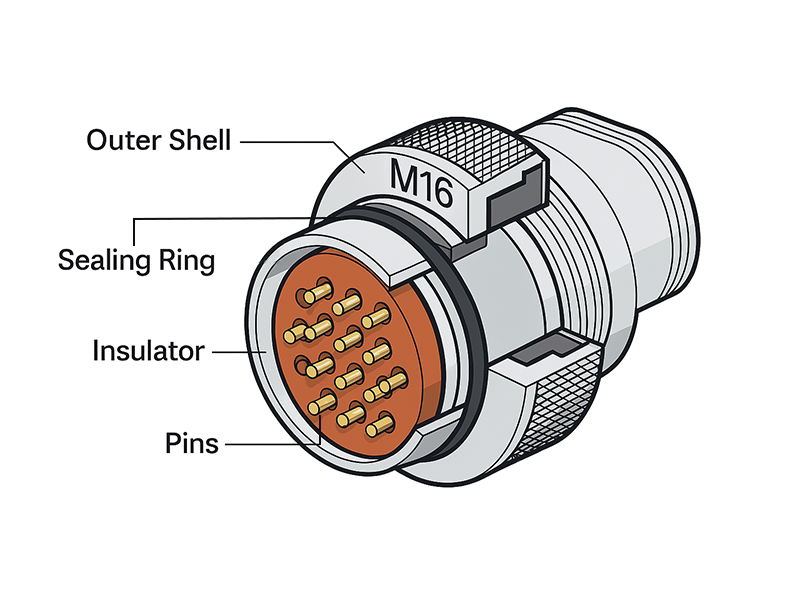M16 Circular Connection Sectional View