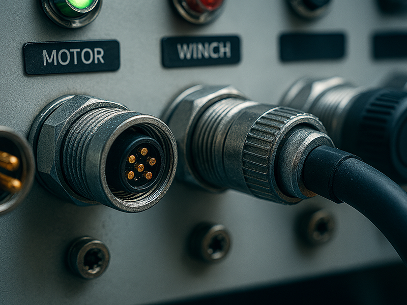 M16 circular connectors for use on ship or marine control panels