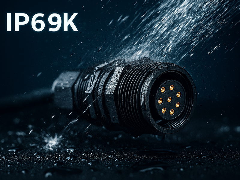 M16 circular connector under the effect of water mist