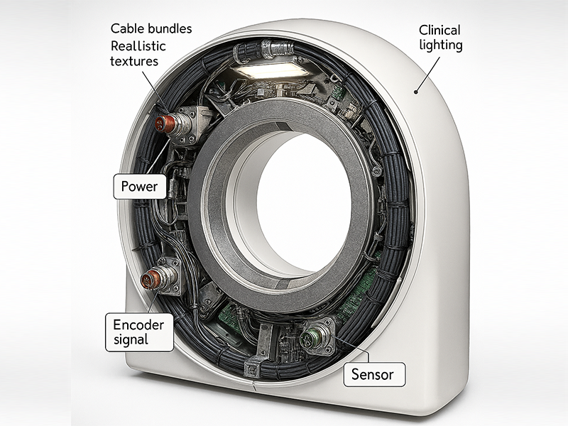 The cross-sectional view of the M16 circular connector inside the CT frame