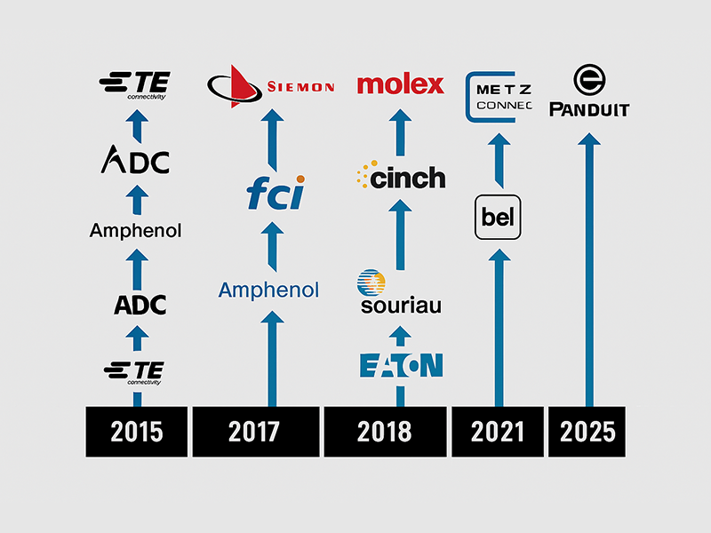 Chart of major connector industry mergers and acquisitions from 2015 to 2025