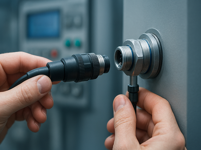 Industrial control panel with M16 circular connector