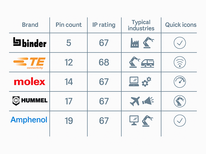 M16 connector comparison infographic