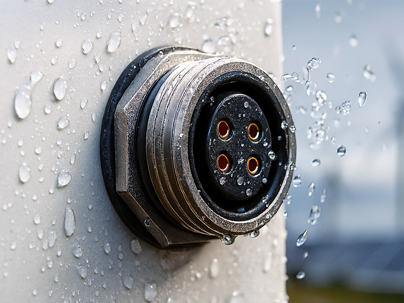 M16 circular connector used in outdoor harsh-environment industrial equipment (IP67 rated).