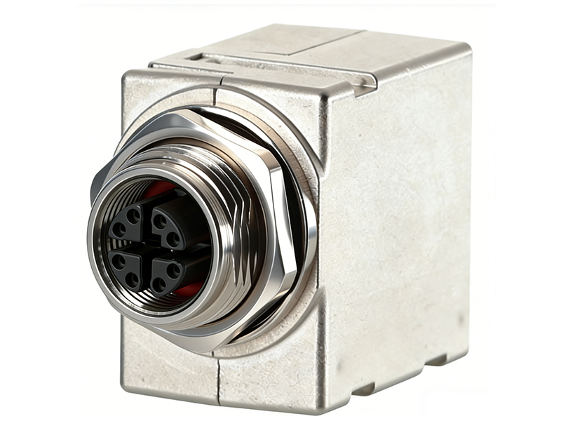 Industrial M12 X - coded Ethernet Connector on Printed Circuit Board (PCB)