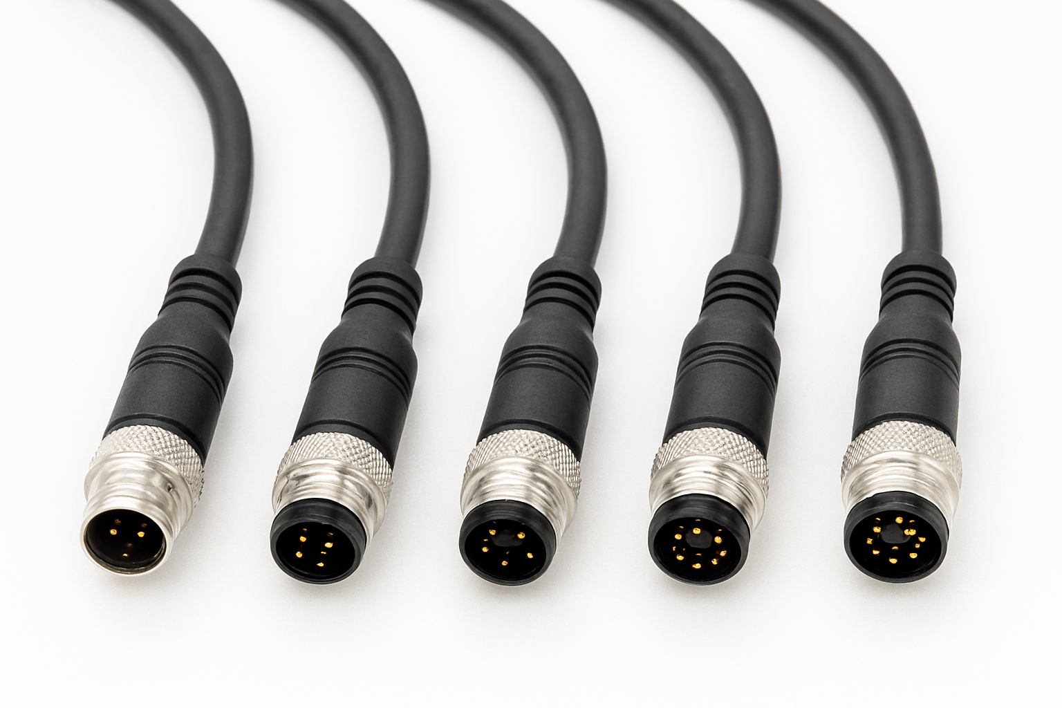 Arrangement of M12 A - coded circular connector cable assemblies