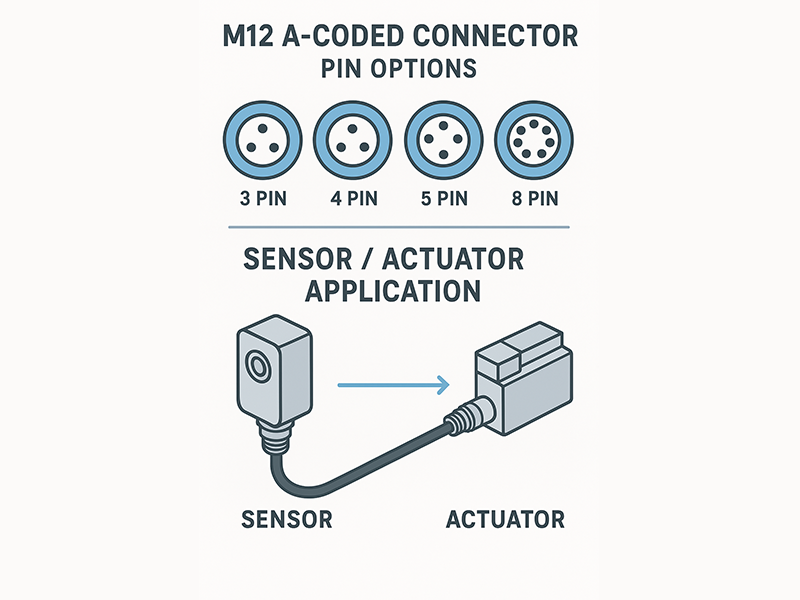 Pin options of M12 A - coded connectors