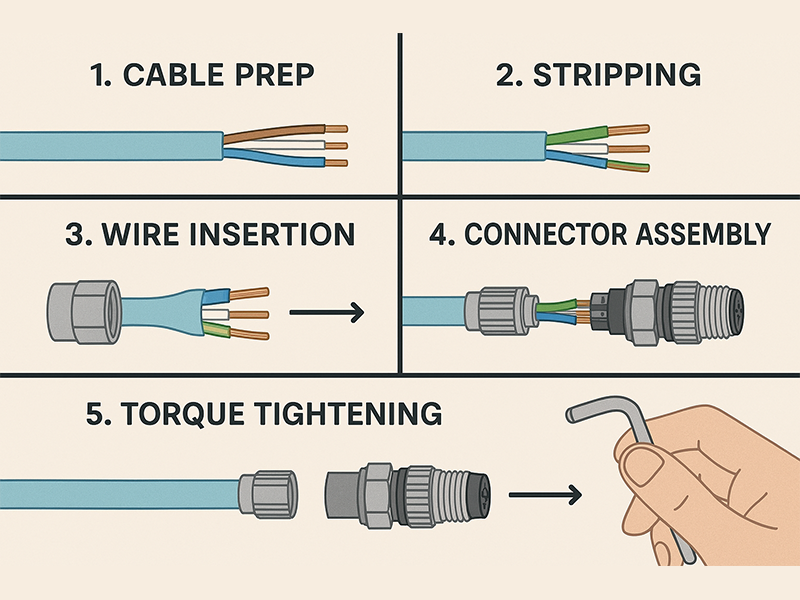 M12 connector installation step by step