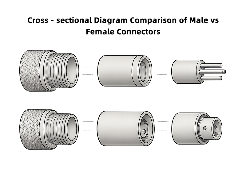 Cross - sectional Diagram Comparison of Male vs Female Connectors