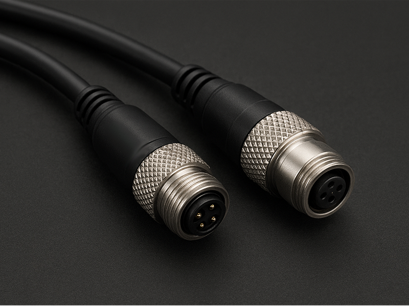M9 male and female circular connectors with cables