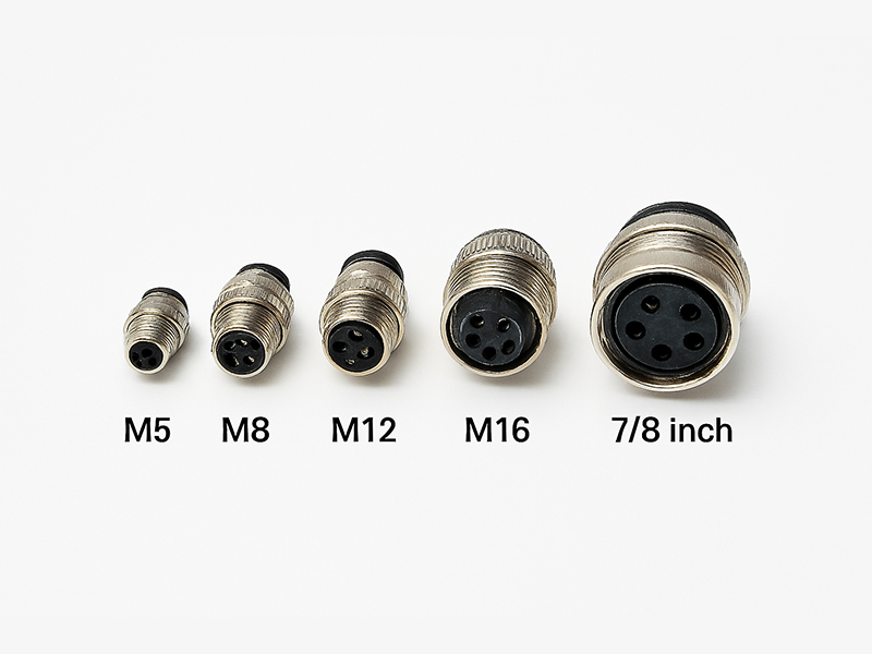 Display of circular connectors in different sizes