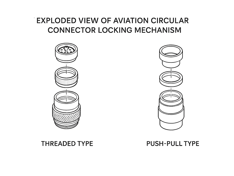 Decomposition diagram of the locking mechanism of aviation circular connector