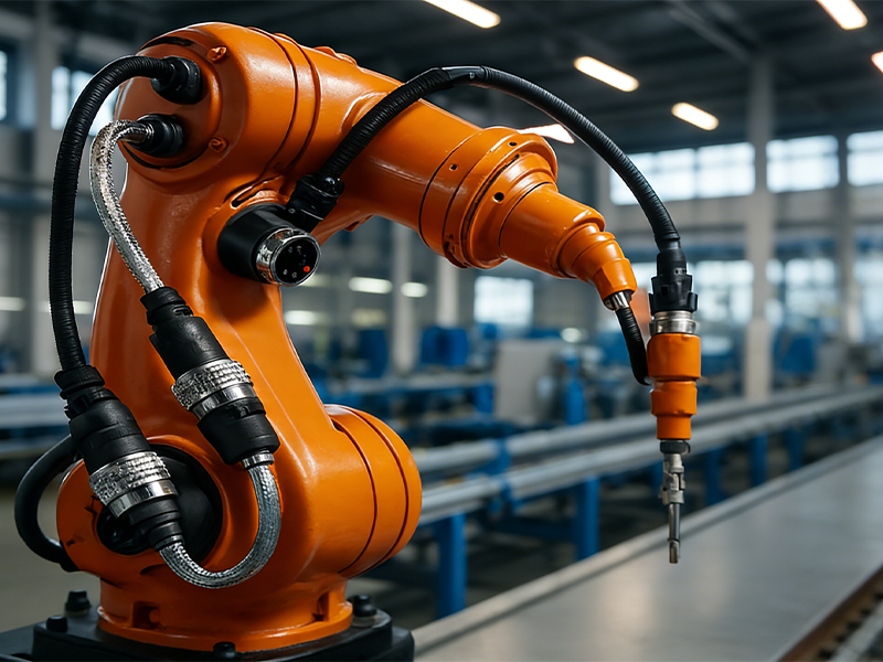 M8 circular connectors are installed on sensors and actuators.