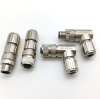 How does the straight-end and curved-end design of the circular connector solve the wiring stress problem in narrow spaces?