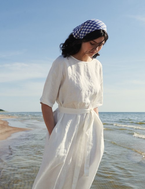 Linen Dress, Resort Style Dresses | Medium-Length Cotton Linen | For Beach, Traveling Support OEM