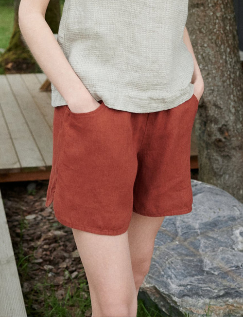 Customize Relaxed Linen Shorts with Elastic Waist Manufacturer | Linenwind