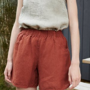 Worldwide Delivery|Linen Shorts|Cotton & Linen Blend|Customized Mass Production