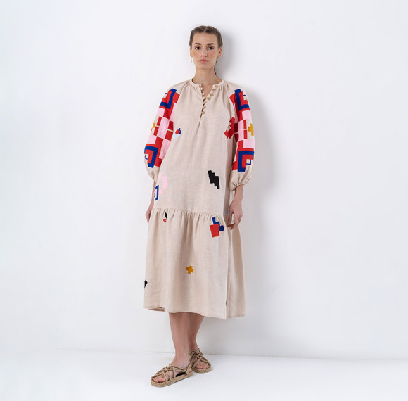 Customized Unique Design|Linen Embroidered Dress|Cotton & Linen Blend|Garment Manufacturer