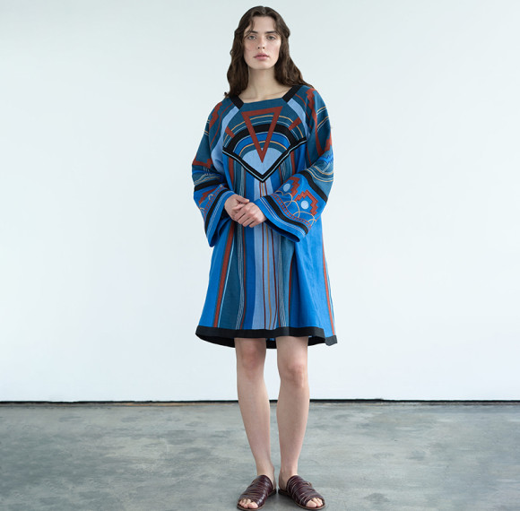 Custom Cotton Linen Embroidered Loose Fit Ethnic Style Resort Dress Manufacturer | Linenwind