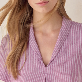 Custom Cotton Linen Casual Striped Mini Dress Manufacturer | Linenwind