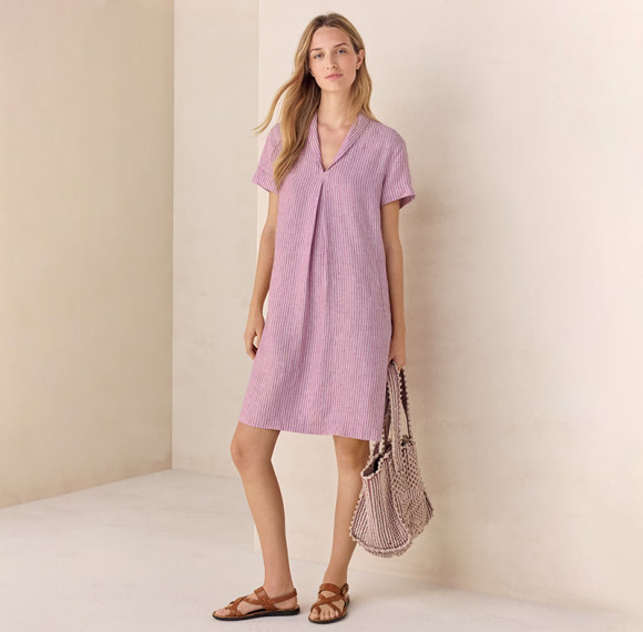 Custom Cotton Linen Casual Striped Dress Manufacturer | Linenwind