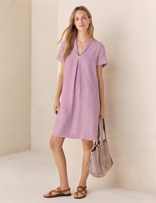 Custom Cotton Linen Casual Striped Dress Manufacturer | Linenwind